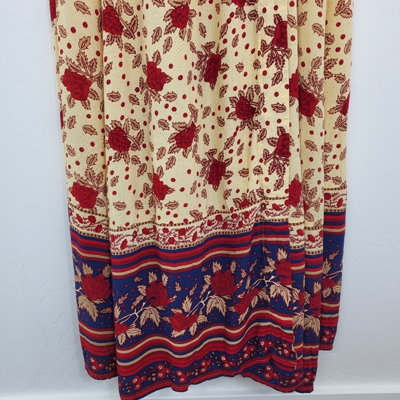 Faithfull the Brand Adela Rose Garden Yellow Red Floral Wrap Maxi Dress 8 - Picture 4 of 9